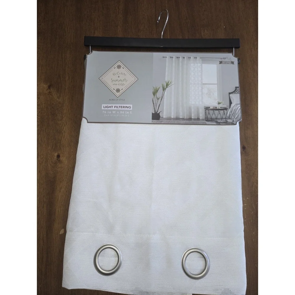 Bliss and Summer Acres of Style White Light Filtering Curtains Farmhouse 76x84